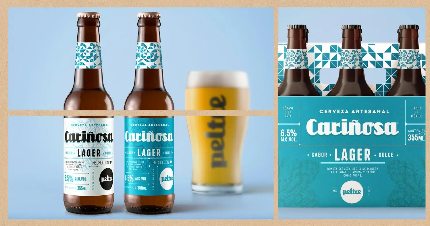 Botellas y six-pack de la cerveza Cariñosa