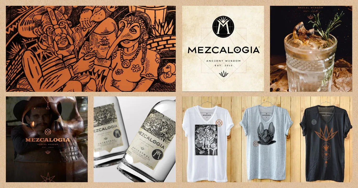 Mezcalogia logo, illustration and apparel